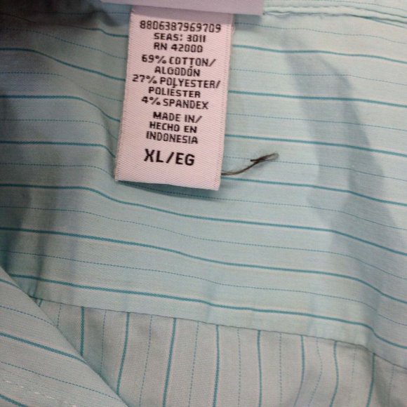 Jaclyn Smith V Neck Button Up Blouse Women's Size XL Cotton Blend Green Striped - Picture 6 of 6
